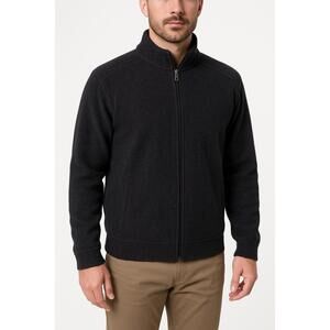 Brandini Jacket Mens Extra Large Dark Gray Oxford Casual Wool Zip Up‎ Collar